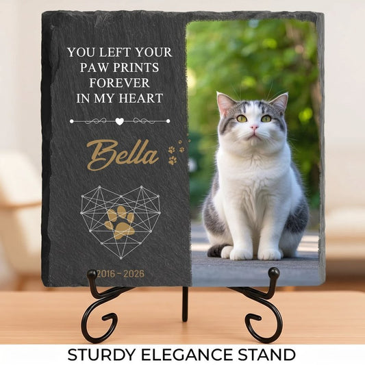 Custom Cat Memorial Stone with Photo, Personalized Pet Grave Marker for Outdoor Garden Tribute