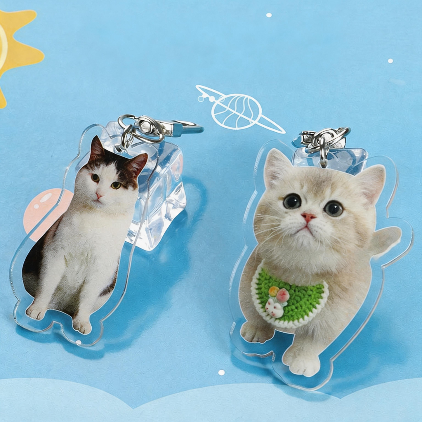 Custom Pet Acrylic Keychain - Personalized Cat & Dog Photo Keyring Gift