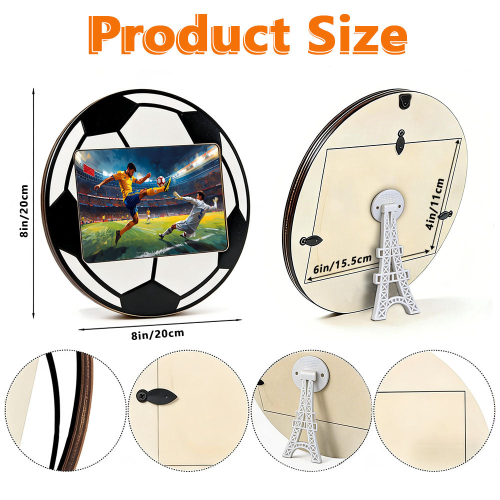 Custom Football Photo Frame, Personalized Soccer Ball Frame 2026 World Cup Gift for Kids Boys Football Fans