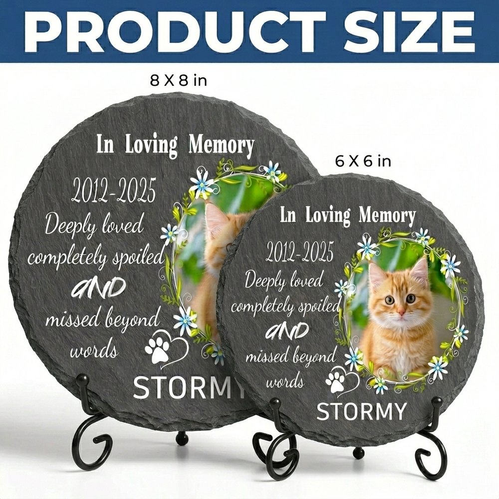 Personalized Memorial Stone for Pets – Custom Grave Marker with Photo for Cats, Dogs, and Other Pets