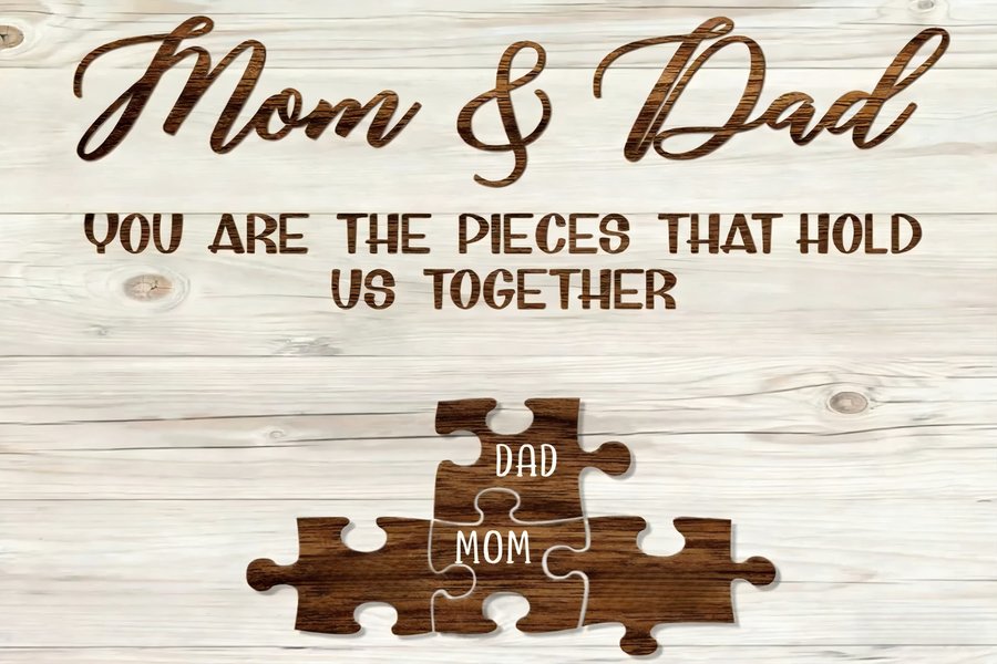 Mom & Dad Personalized Puzzle Canvas β Custom Family Names Wall Art Gift