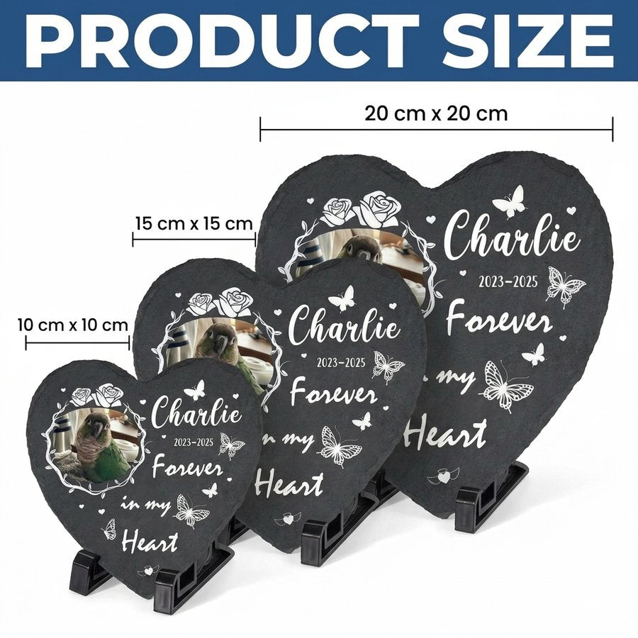 Personalized Heart Pet Memorial Stone with Photo, Custom Memorial Plaque, Forever in My Heart Design