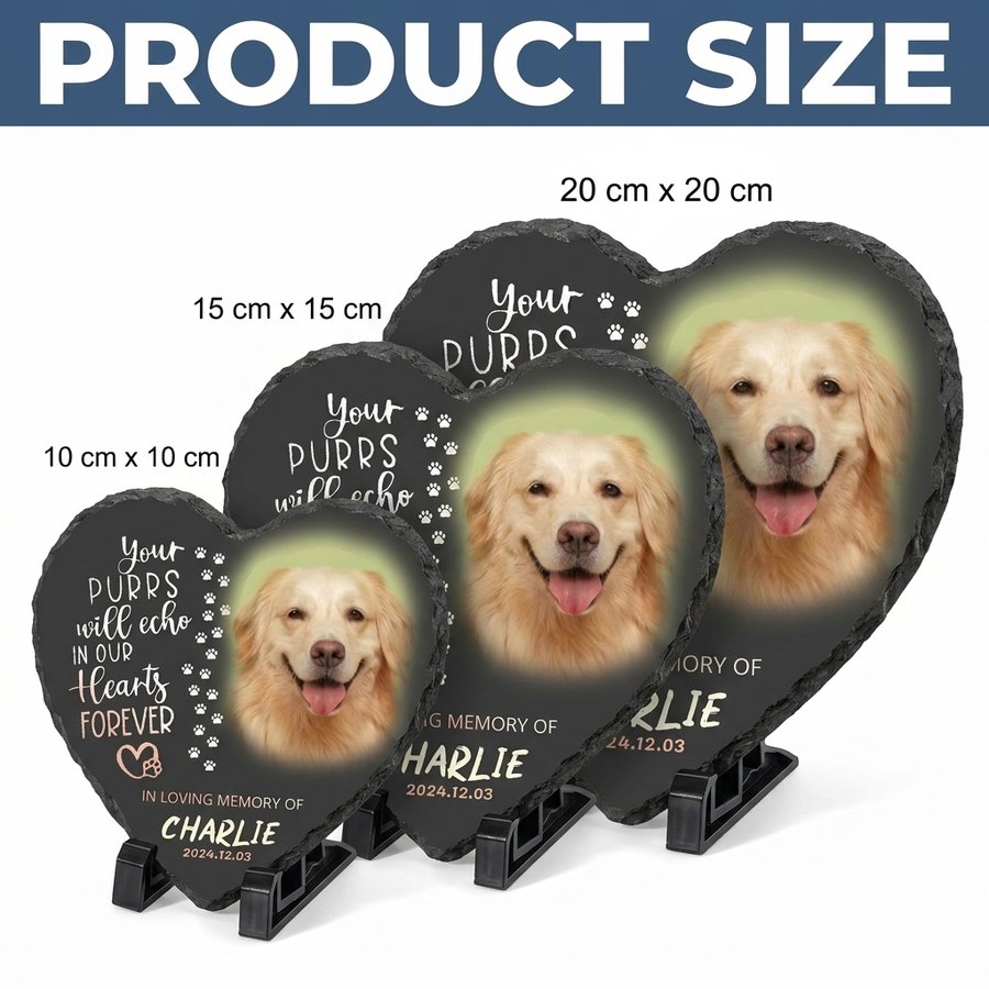 Personalized Heart Shaped Pet Memorial Stone with Photo – Custom Dog Grave Marker, Pet Loss Gift, In Loving Memory Plaque