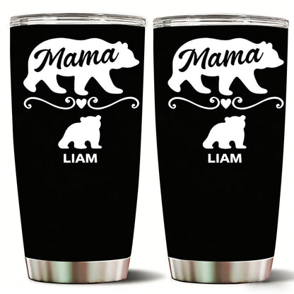 Personalized Mama Bear Tumbler with Kids Names, Custom Family Bear Mother's Day Gift - 20oz