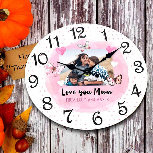 Personalized Love You Mum Photo Wall Clock Custom Mother's Day Gift