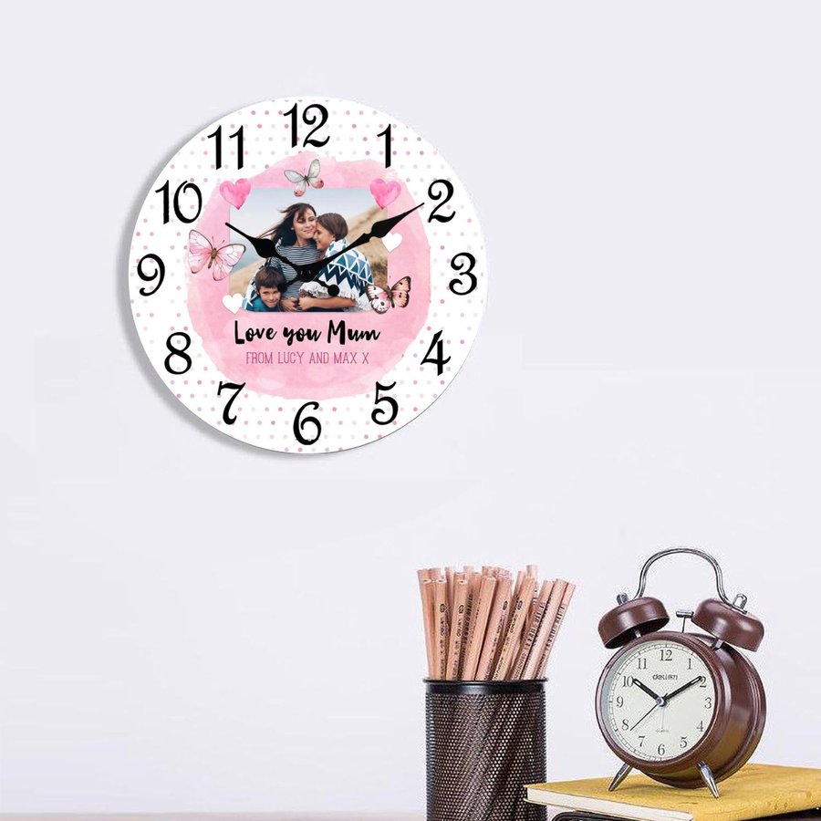 Personalized Love You Mum Photo Wall Clock Custom Mother's Day Gift