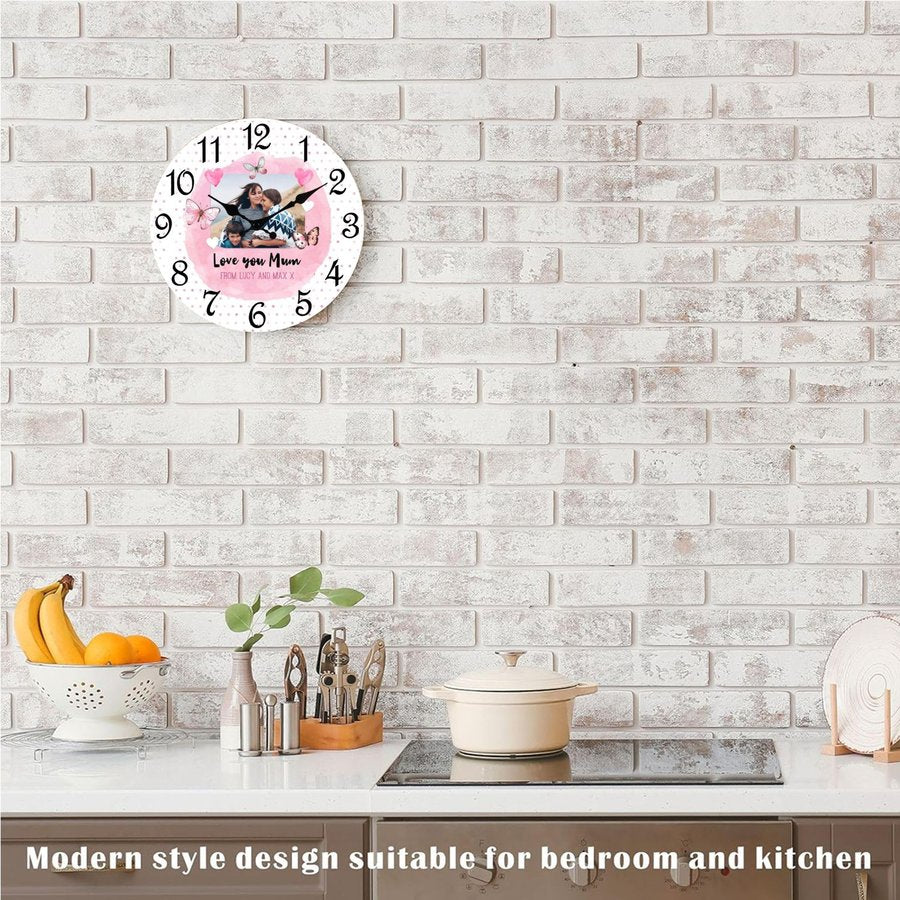 Personalized Love You Mum Photo Wall Clock Custom Mother's Day Gift