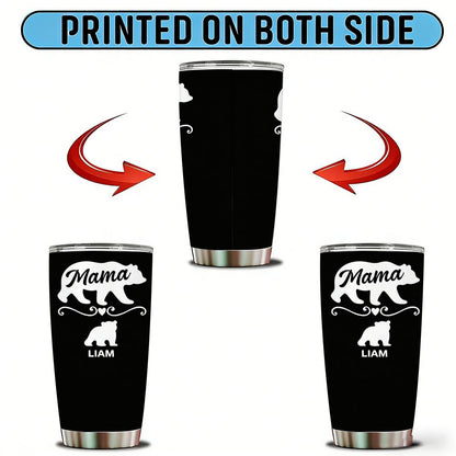 Personalized Mama Bear Tumbler with Kids Names, Custom Family Bear Mother's Day Gift - 20oz
