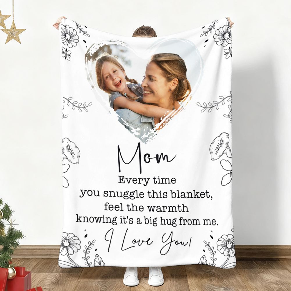 Personalized Photo Blanket for Mom Custom Heart Mother's Day Gift