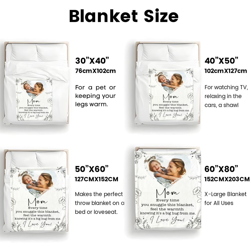 Personalized Photo Blanket for Mom Custom Heart Mother's Day Gift