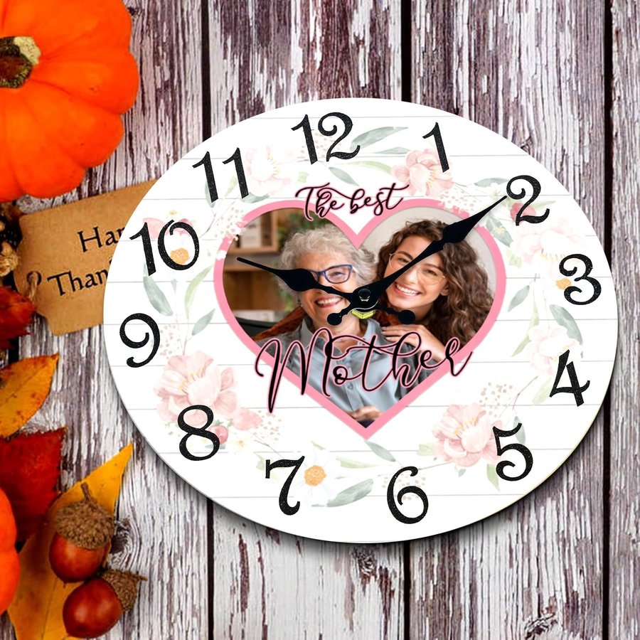 Personalized Mom Photo Wall Clock Custom Mother's Day Gift
