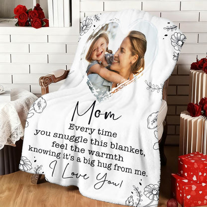 Personalized Photo Blanket for Mom Custom Heart Mother's Day Gift