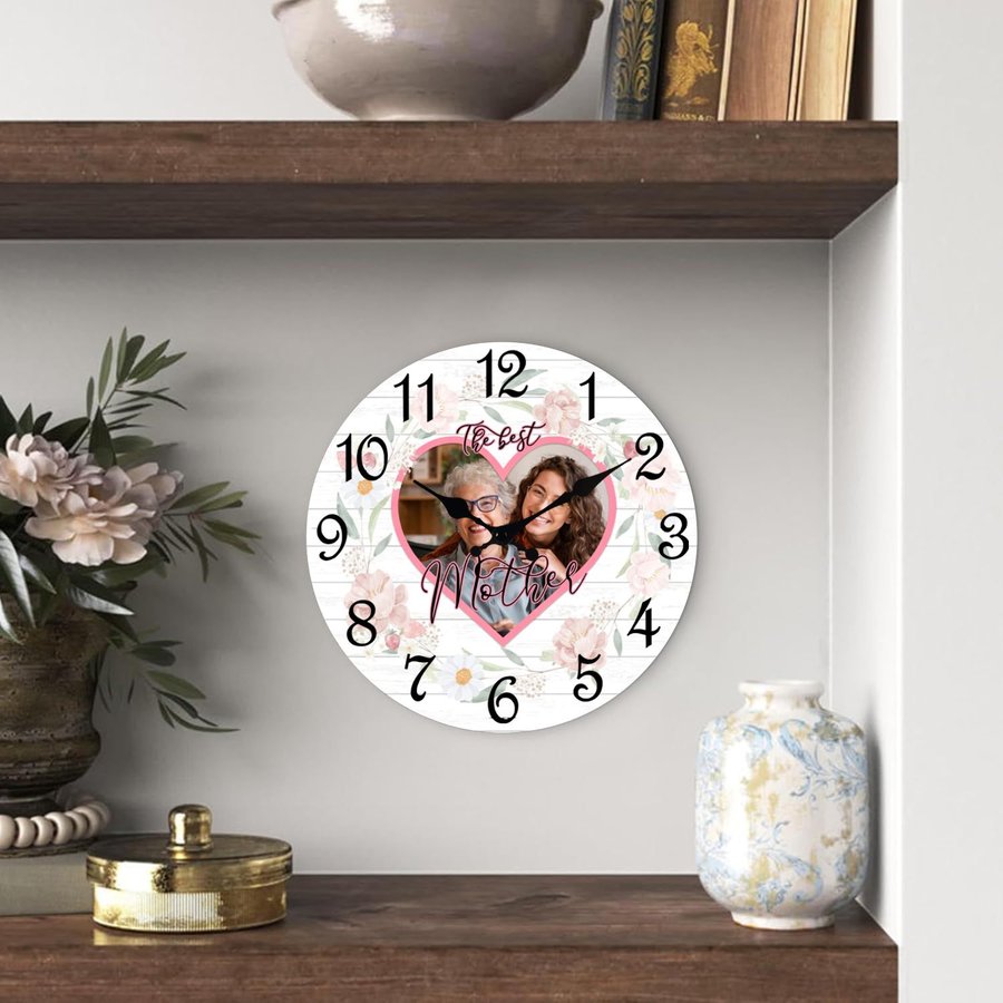 Personalized Mom Photo Wall Clock Custom Mother's Day Gift