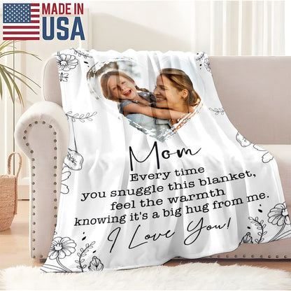 Personalized Photo Blanket for Mom Custom Heart Mother's Day Gift