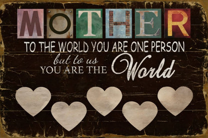 Personalized 'Mother To The World' Rustic Wooden Style Canvas With Kids Names