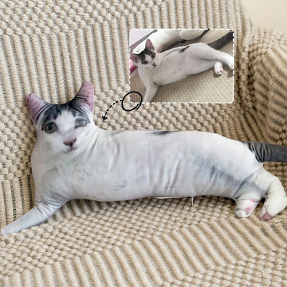 Custom No-White-Edge Cat Body Pillow, Shaped Pet Pillow, Personalized Couch Cushion
