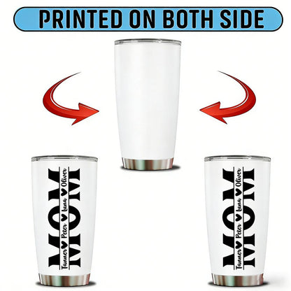 Personalized MOM Tumbler with Kids Names, Custom Name Vertical Design Mother's Day Gift - 20oz