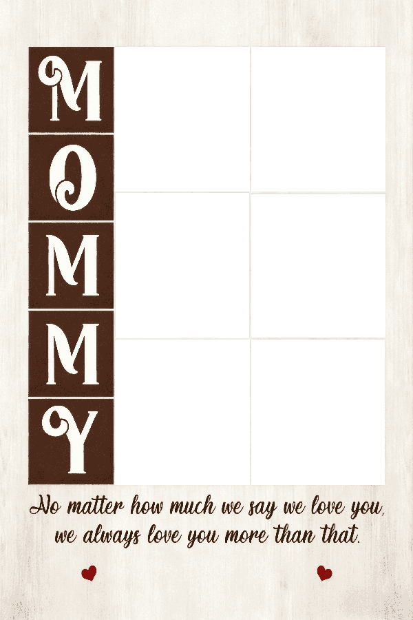 Custom MOMMY Photo Collage Canvas Print – Personalized Mother's Day Gift with Kids Photos