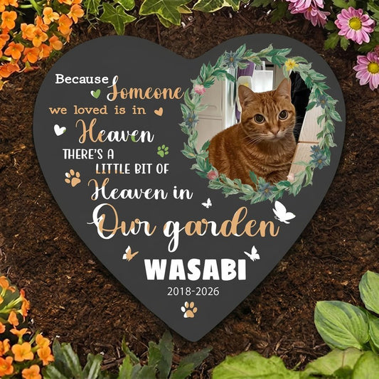 Personalized Pet Memorial Garden Stone, Custom Cat Grave Marker, Heart Shaped Sympathy Memorial Stone for Outdoor Garden Decor