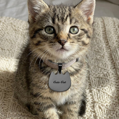 Custom Cat-Shaped Pet Tag with Personalized Name Engraving
