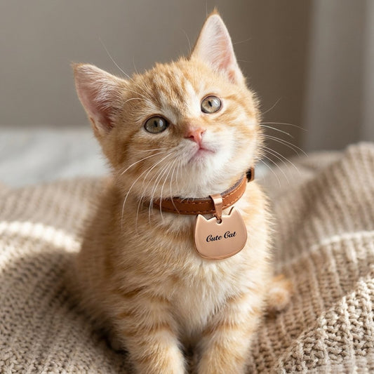 Custom Cat-Shaped Pet Tag with Personalized Name Engraving