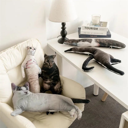 Custom No-White-Edge Cat Body Pillow, Shaped Pet Pillow, Personalized Couch Cushion