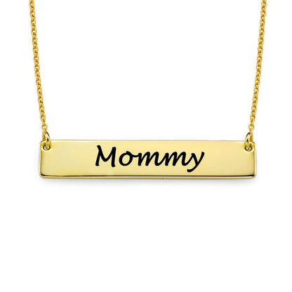 Personalized Mommy Bar Necklace, Custom Name Engraved Gold Bar Necklace, Mother's Day Gift for Mom
