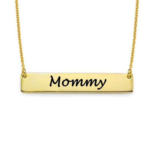Personalized Mommy Bar Necklace, Custom Name Engraved Gold Bar Necklace, Mother's Day Gift for Mom