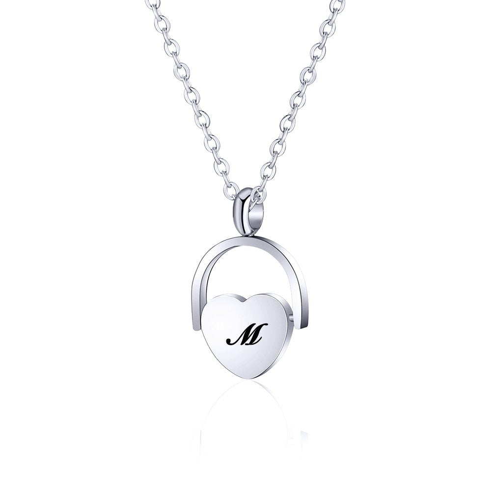 Personalized Initial Heart Necklace, Custom Letter Engraved Heart Pendant Necklace, Mother's Day Gift for Mom