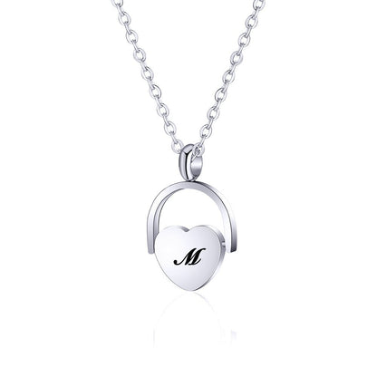Personalized Initial Heart Necklace, Custom Letter Engraved Heart Pendant Necklace, Mother's Day Gift for Mom
