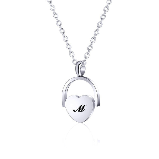 Personalized Initial Heart Necklace, Custom Letter Engraved Heart Pendant Necklace, Mother's Day Gift for Mom