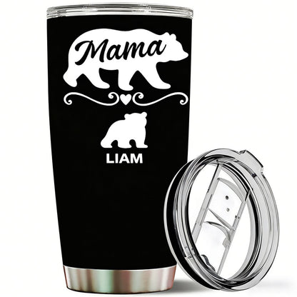 Personalized Mama Bear Tumbler with Kids Names, Custom Family Bear Mother's Day Gift - 20oz