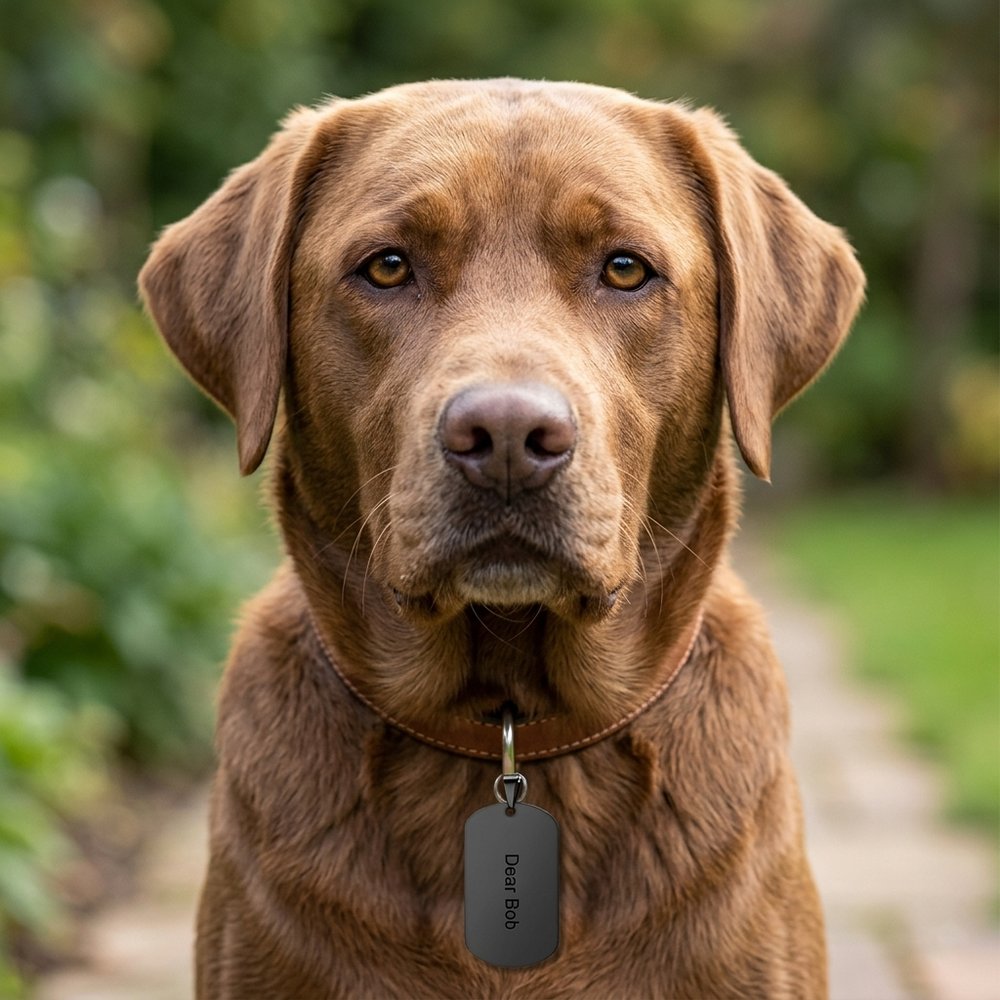 Personalized Black Military Pet Tag Necklace - Custom Engraved Dog & Cat ID Tag