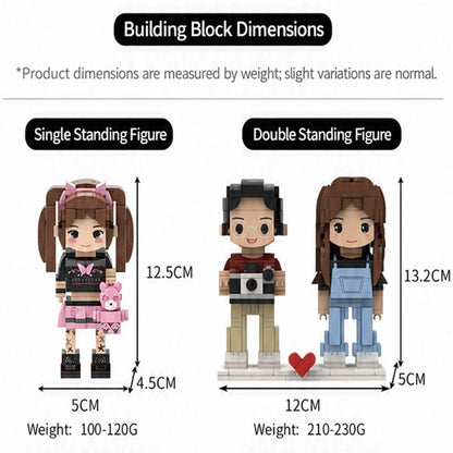 Custom Birthday Brick Figure with Pet, Personalized Building Block Gift Set for Cat Lovers