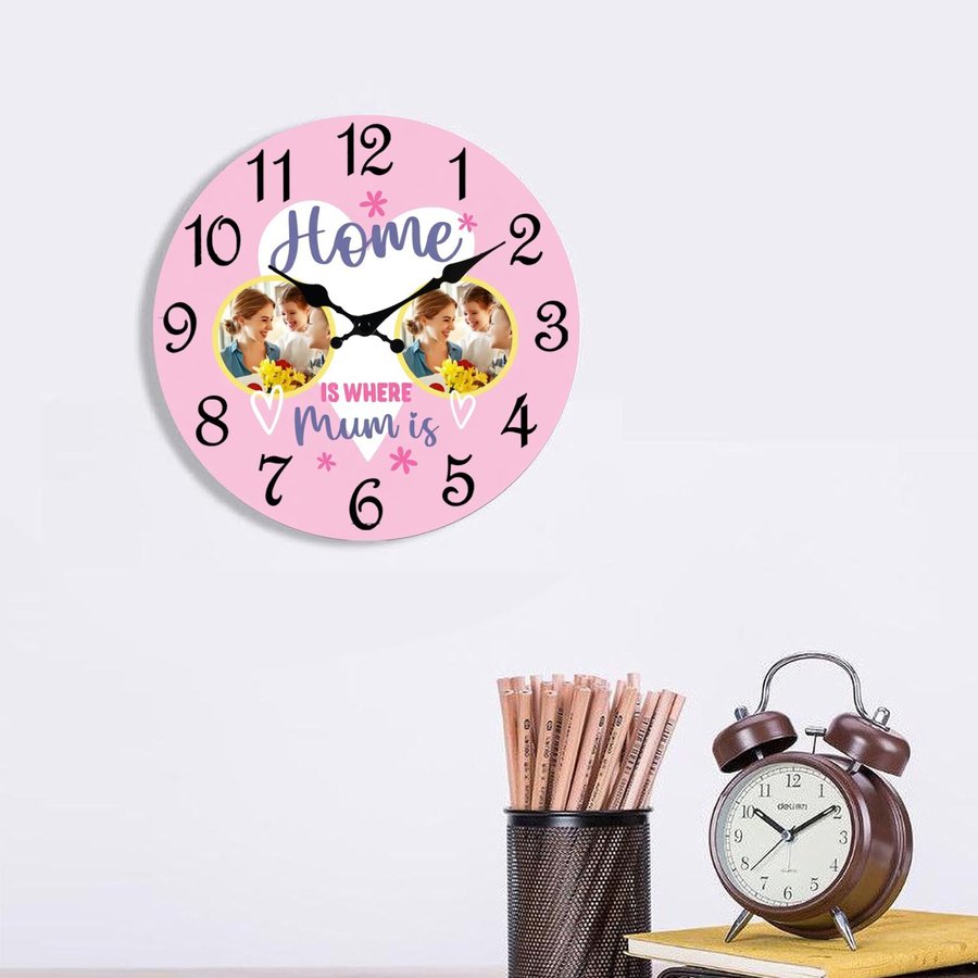 Personalized Mom Photo Wall Clock Home Is Where Mum Is Gift