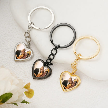 Personalized Thermochromic Heart Photo Keychain - Custom Picture Keychain for Couples, Stainless Steel Memorial Jewelry Gift for Anniversary, Birthday, Valentine's Day