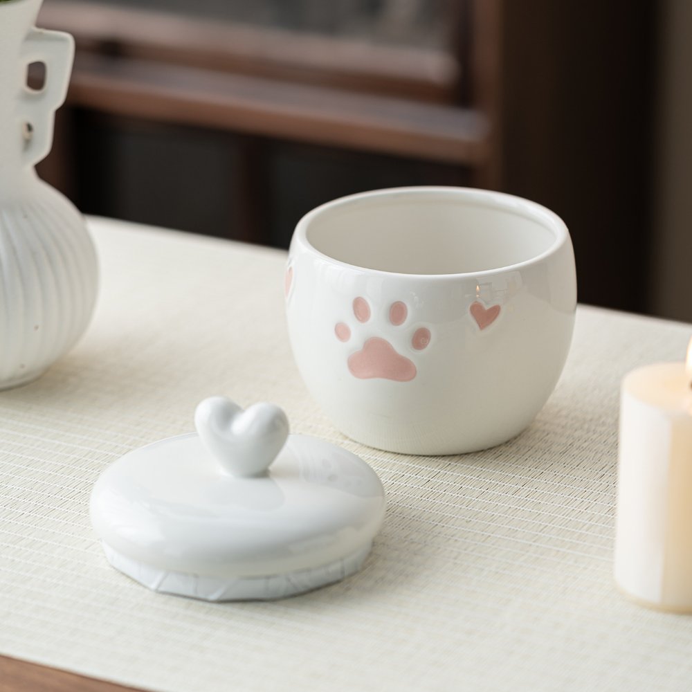 Custom Pet Ashes Urn with Photo, Personalized Dog Memorial Ceramic Urn Keepsake