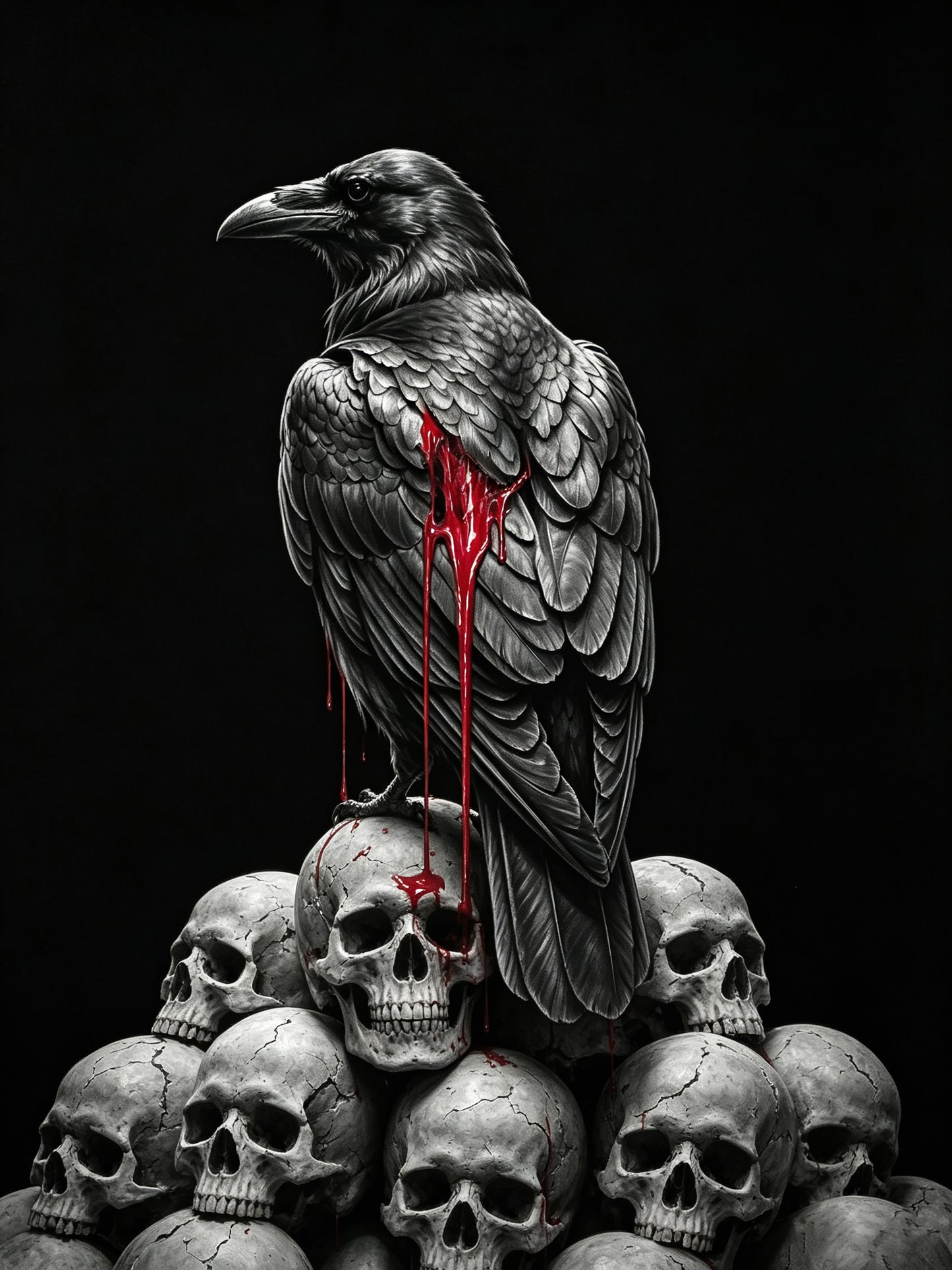 Crimson Omen Raven gothic Halloween canvas artwork preview