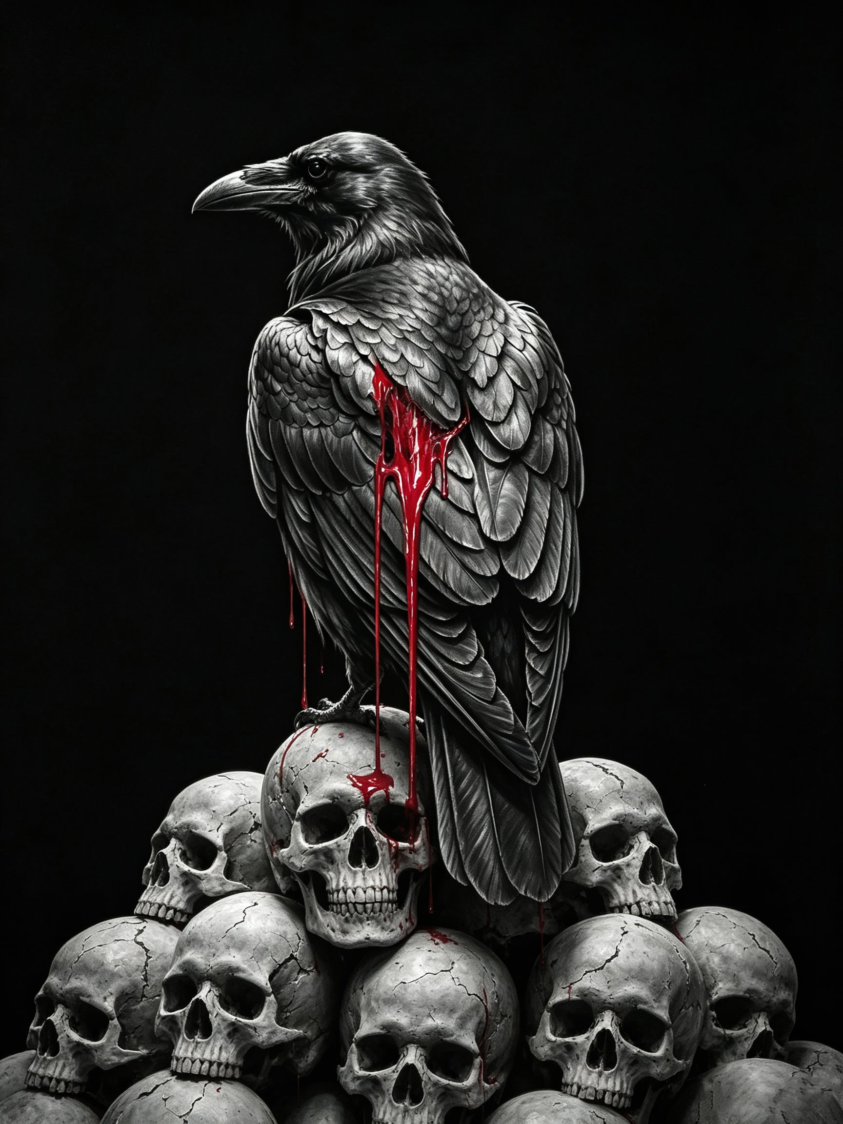 Crimson Omen Raven gothic Halloween canvas artwork preview