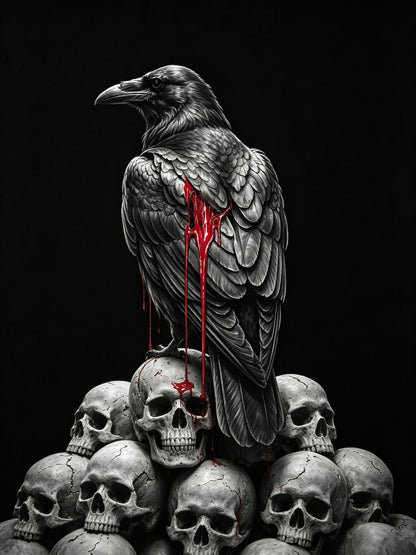 Crimson Omen Raven gothic Halloween canvas artwork preview