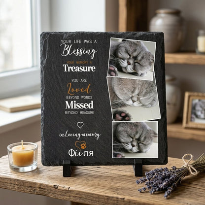 Personalized Pet Memorial Stone with Photo – Custom Cat Grave Marker, Pet Loss Sympathy Gift, In Loving Memory Plaque