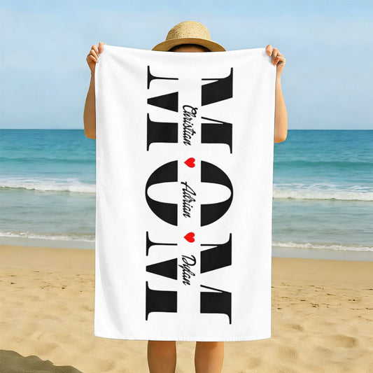 Personalized MOM Beach Towel Custom Name Mother's Day Gift