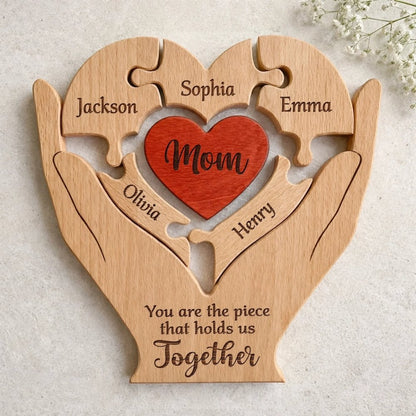 Custom Shaped Wooden Art Puzzle - Personalized Mother's Day Birthday Gifts For Mom, Grandma - Mom Love Never Fades
