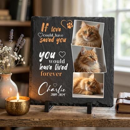 Personalized Cat Memorial Stone with Photo Collage, Custom Pet Grave Marker for Outdoor Tribute