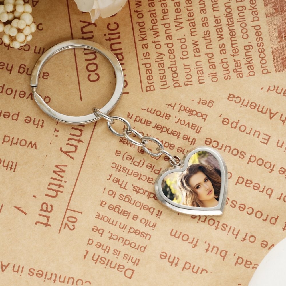 Personalized Thermochromic Heart Photo Keychain - Custom Picture Keychain for Couples, Stainless Steel Memorial Jewelry Gift for Anniversary, Birthday, Valentine's Day