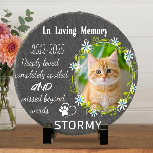 Personalized Memorial Stone for Pets – Custom Grave Marker with Photo for Cats, Dogs, and Other Pets