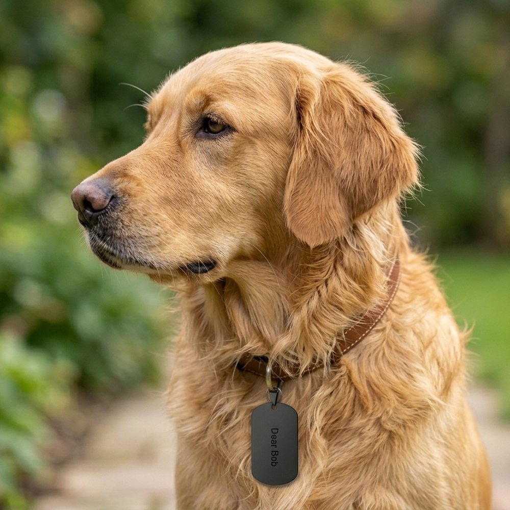 Personalized Black Military Pet Tag Necklace - Custom Engraved Dog & Cat ID Tag