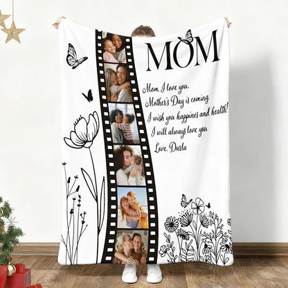 Personalized Photo Mom Blanket Custom Film Strip Mother's Day Gift