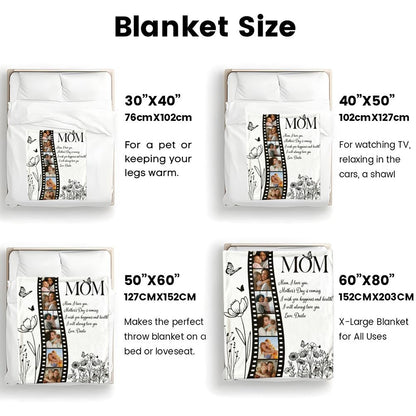 Personalized Photo Mom Blanket Custom Film Strip Mother's Day Gift