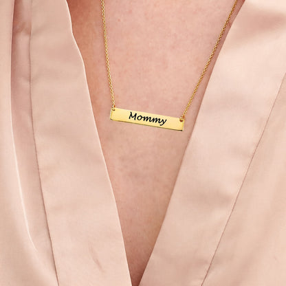 Personalized Mommy Bar Necklace, Custom Name Engraved Gold Bar Necklace, Mother's Day Gift for Mom